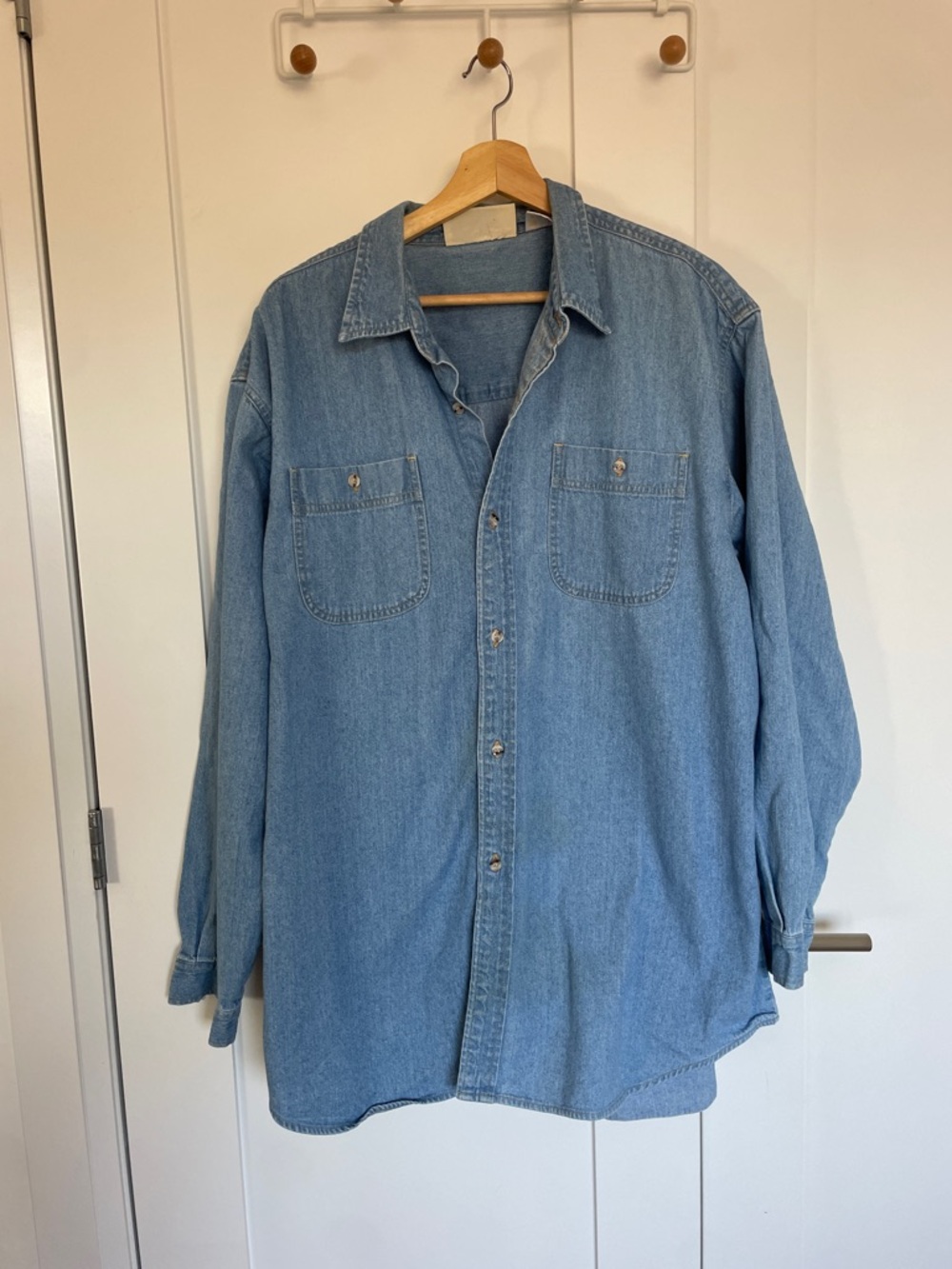 Light Wash Denim Shirt Jacket - Classic Button-Up